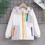 Damen nan leichte Kapuzen-Colorblock-Outdoorjacke mit Mesh-Futter und Mehrfach-Reißverschlusstaschen R&B