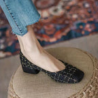 Damen elegante Ballerinas mit modischem Tweed-Obermaterial und komfortablem Fußbett R&B