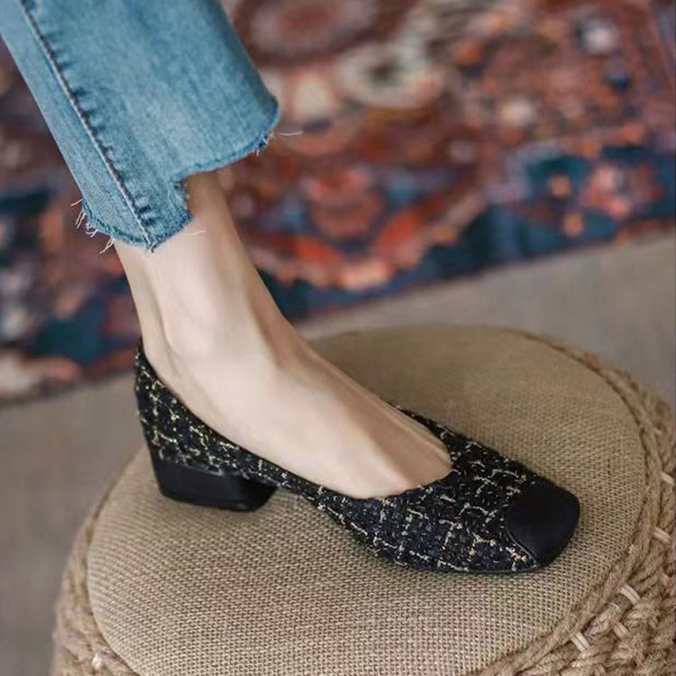 Damen elegante Ballerinas mit modischem Tweed-Obermaterial und komfortablem Fußbett R&B