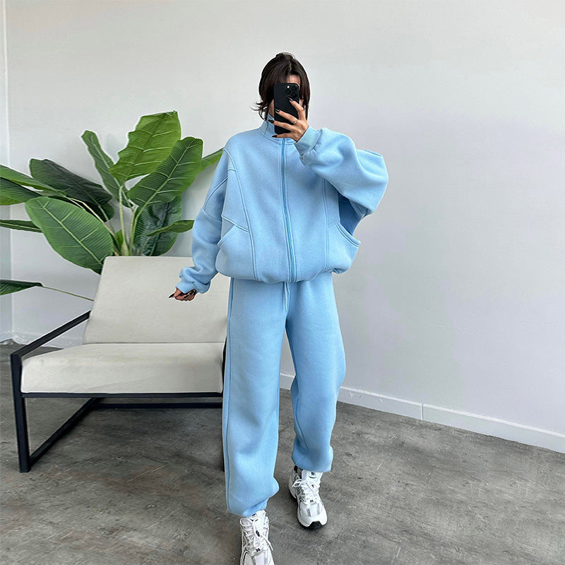 Damen lässiger Zweiteiler mit oversized Hoodie und Jogginghose R&B