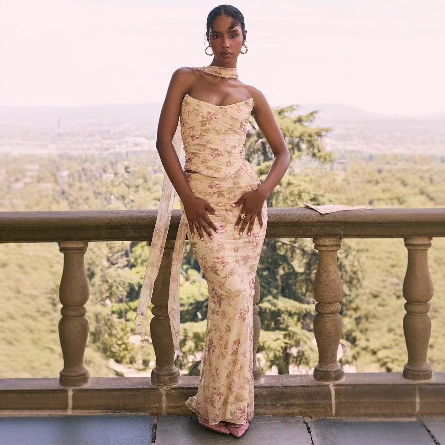 Damen Maxirock mit raffinierten Rüschendetails und floralen Applikationen R&B