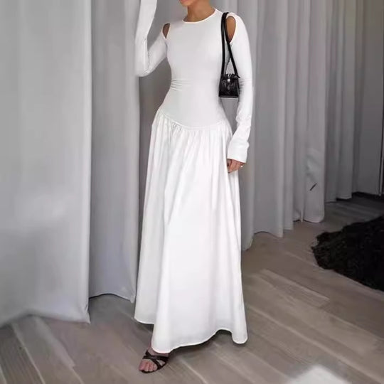 Damen Elegantes Maxikleid mit Off-Shoulder-Ärmeln R&B