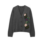Damen Strickjacke mit floralem Stickdesign R&B