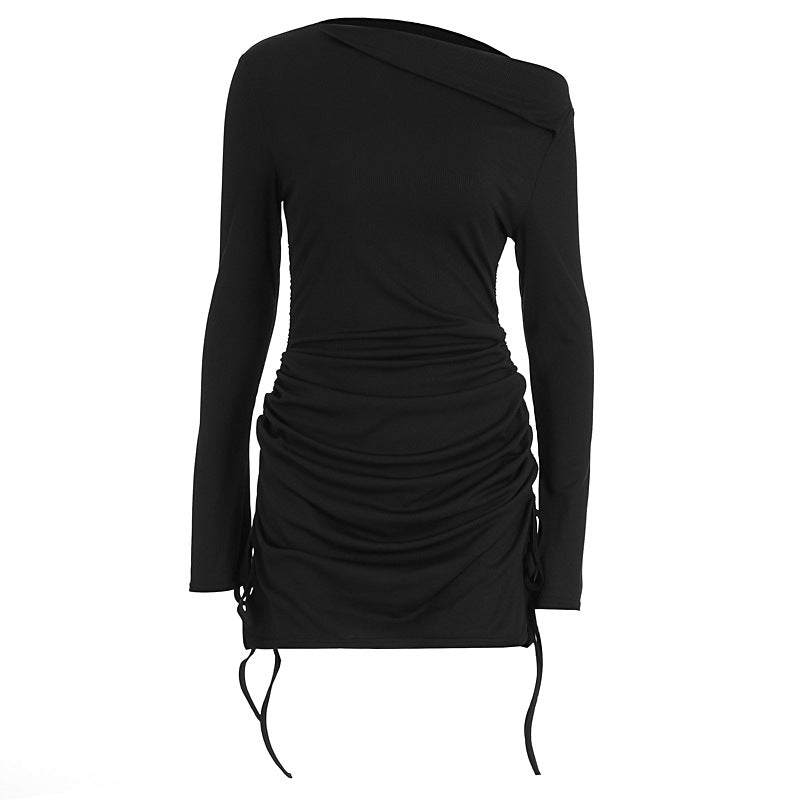 Damen Elegantes figurbetontes Kleid mit asymmetrischem Ausschnitt und Raffungen R&B