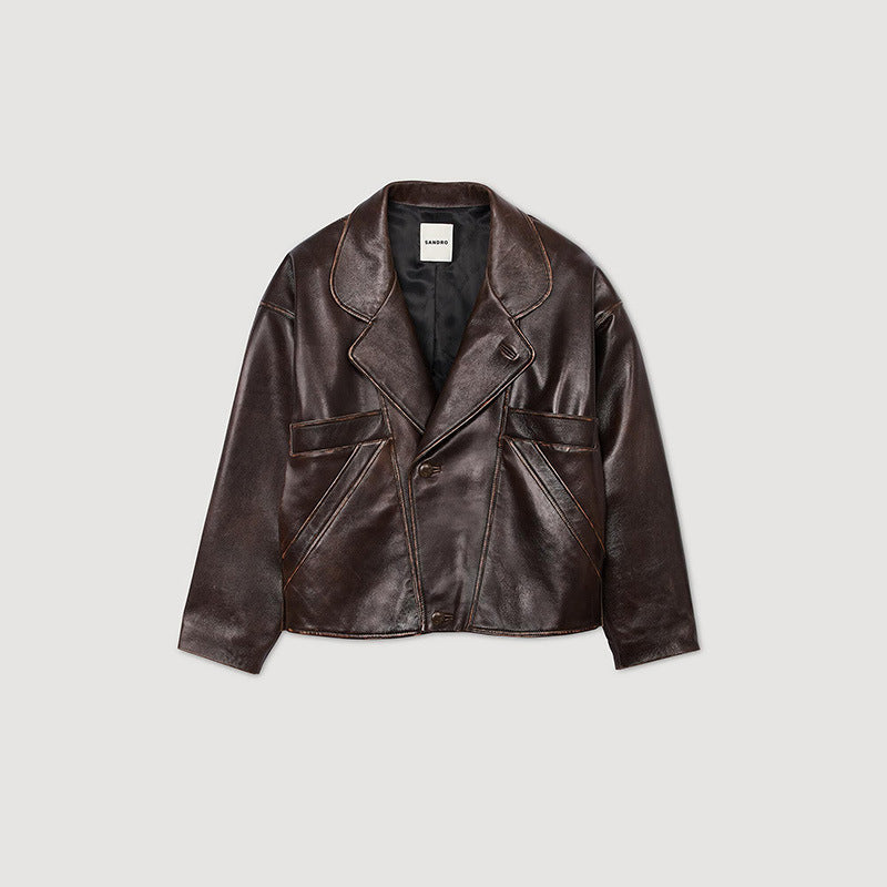 Damen Kunstlederjacke im lässigen Schnitt mit praktischen Taschen und stilvollem Revers R&B