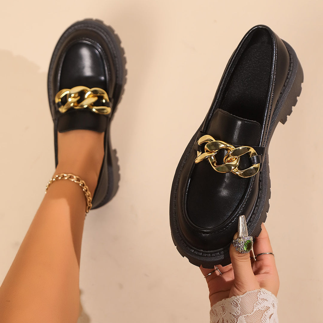 Damen Mokassins mit robustem Plateau und elegantem Riemendesign R&B