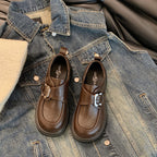 Damen modische Plateau Loafers mit dekorativem Schnallen-Detail R&B