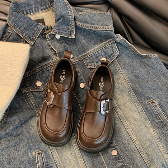Damen modische Plateau Loafers mit dekorativem Schnallen-Detail R&B