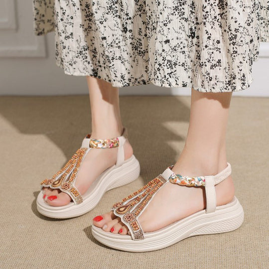 Damen Bequeme Sandalen mit dekorativen Verzierungen R&B