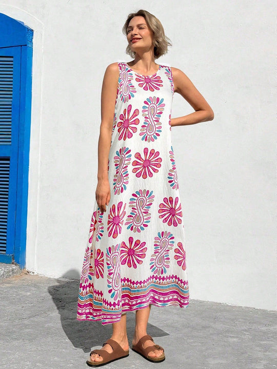 Damen Maxikleid mit floralem Druck und lässiger Schnitt R&B