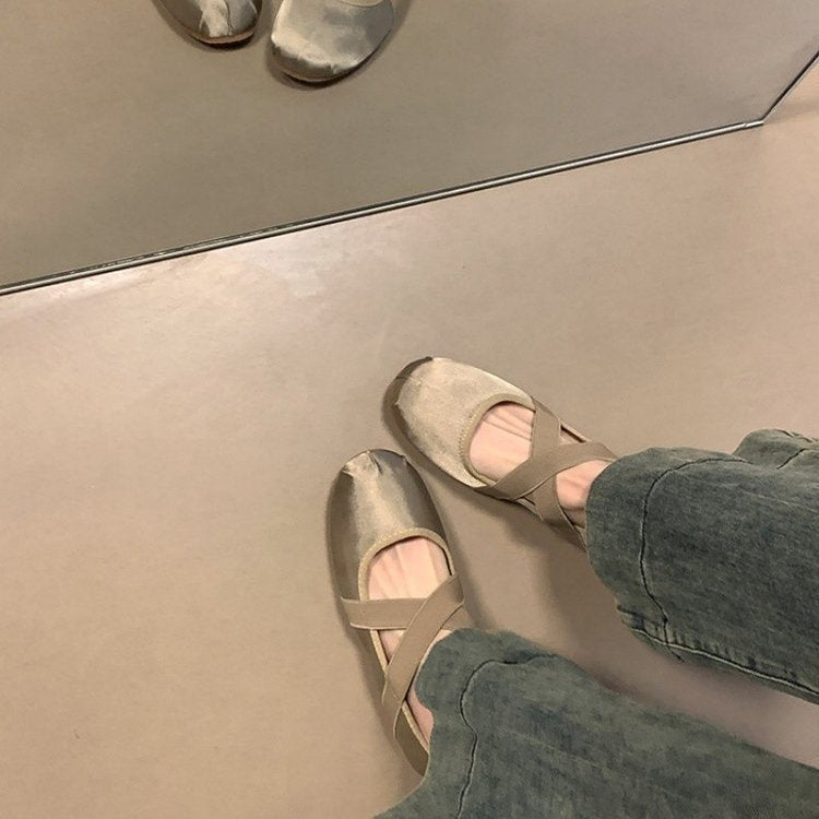 Damen Ballerinas mit dekorativem Riemen und komfortablem Fußbett R&B