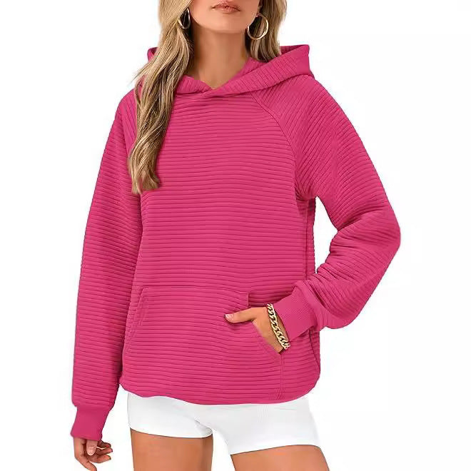 Damen Hoodie mit strukturierter Oberfläche und praktischer Kängurutasche R&B