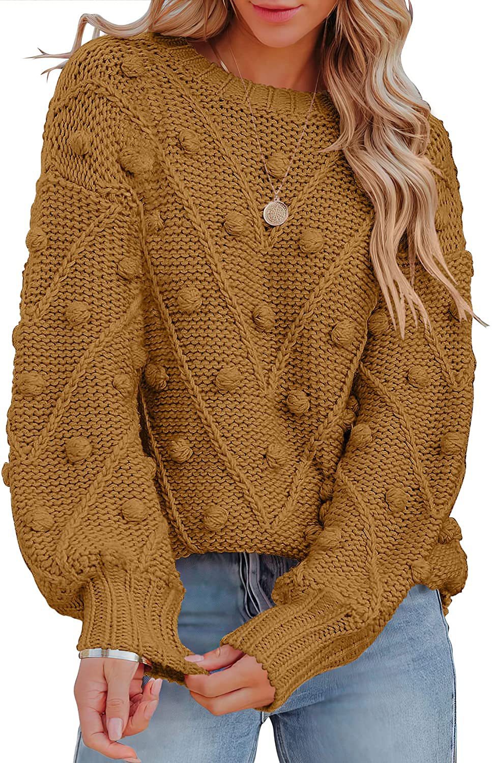 Damen stylischer Strickpullover mit strukturiertem 3D-Muster R&B