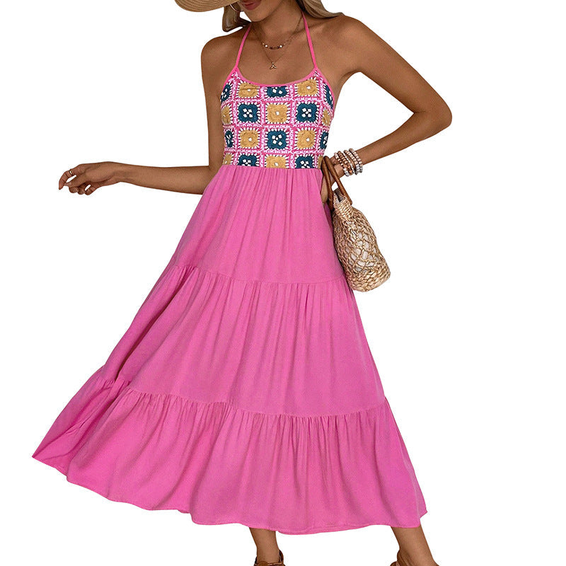 Damen Maxikleid mit gestricktem Oberteil und voluminösem Rock R&B