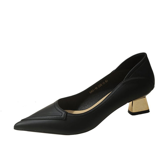 Damen elegante Pumps mit goldfarbenem Blockabsatz R&B