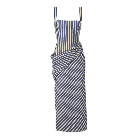Damen Maxikleid mit asymmetrischen Drapierungen und hohem Schlitz R&B