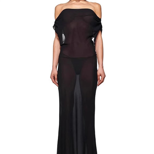Damen Elegantes Maxikleid mit asymmetrischem Ausschnitt und raffiniertem Bogen-Detail R&B