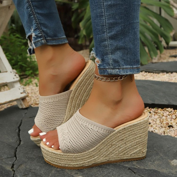 Damen Plateausandalen mit geflochtener Oberseite R&B
