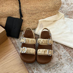 Damen Komfortable Riemensandalen mit modischem Rüschendesign und stabiler Sohle