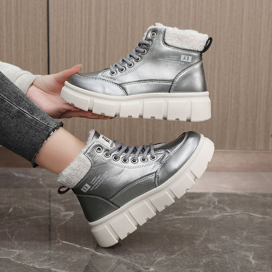 Damen Hohe Stiefel mit flauschigem Innenfutter und rutschfester Sohle R&B