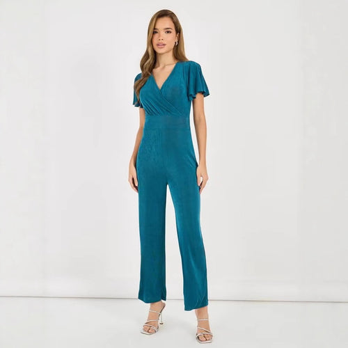 Damen eleganter Jumpsuit mit fließendem Schnitt und detailreichen Puffärmeln R&B