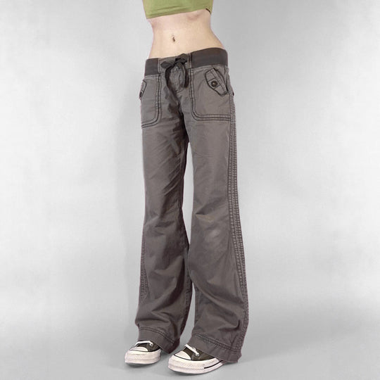 Damen lässige Flared Jeanshose mit hohem Bund und weitem Bein R&B
