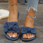 Damen Denim-Pantolette mit dekorativer Schleife R&B
