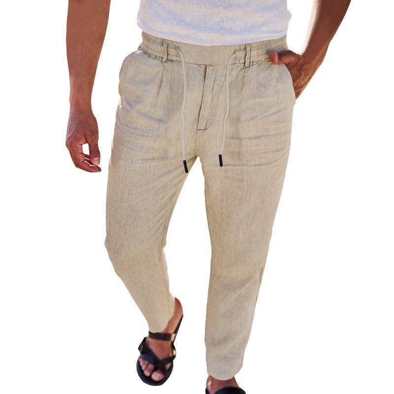 Herren lässige Leinenhose mit elastischem Bund und praktischen Seitentaschen R&B