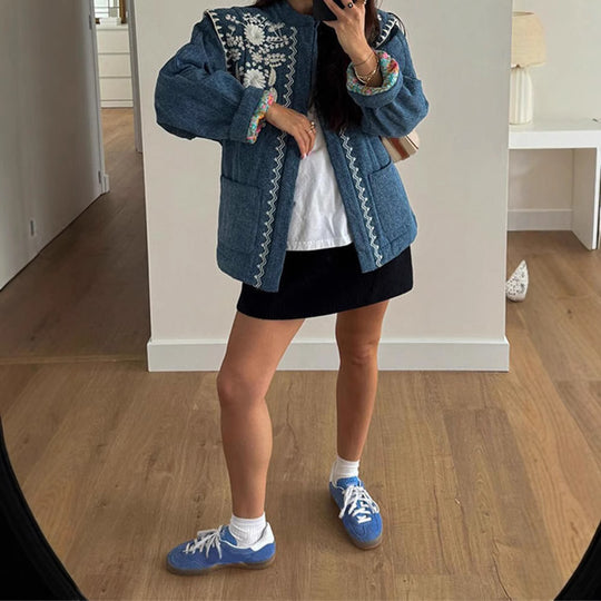 Damen Bestickte Denimjacke R&B