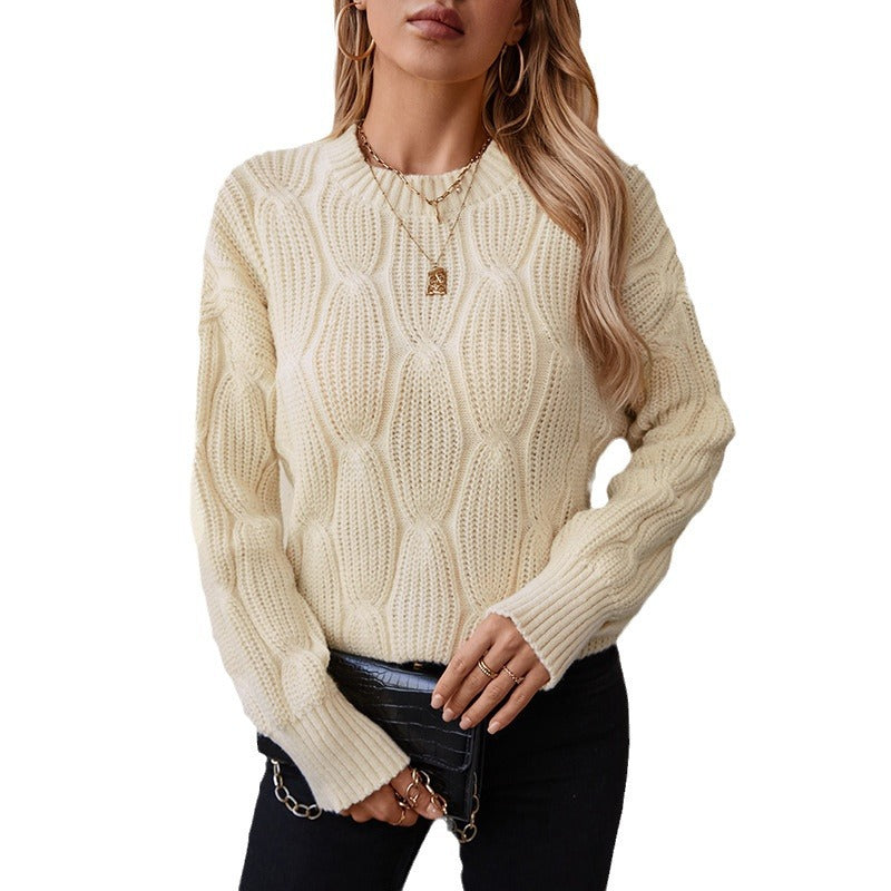 Damen Strickpullover mit dekorativem Zopfdesign und komfortabler Passform