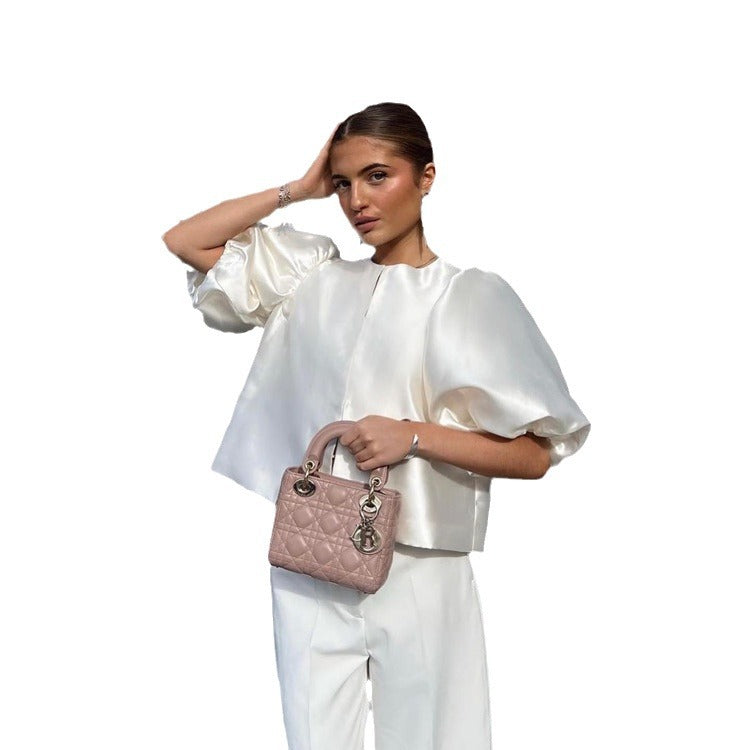 Damen modische Bluse mit ballonförmigen Ärmeln und elegantem Schnitt R&B