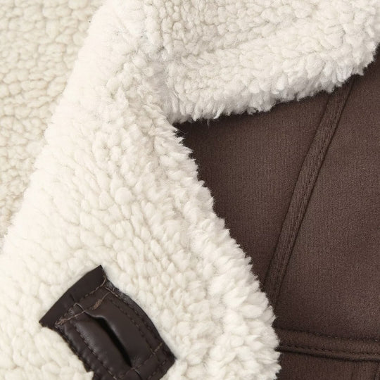 Damen modische Kunstpelzjacke mit umschlagbarem Kragen R&B