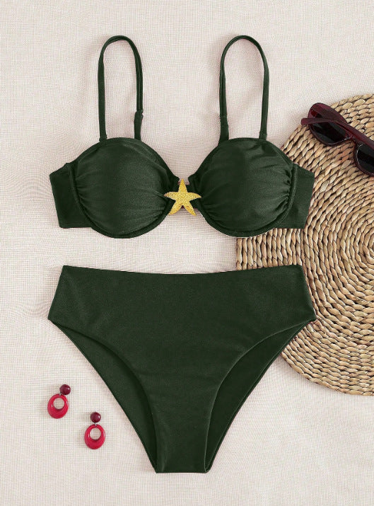 Damen Balconette-Bikini mit dekorativen Sternen R&B