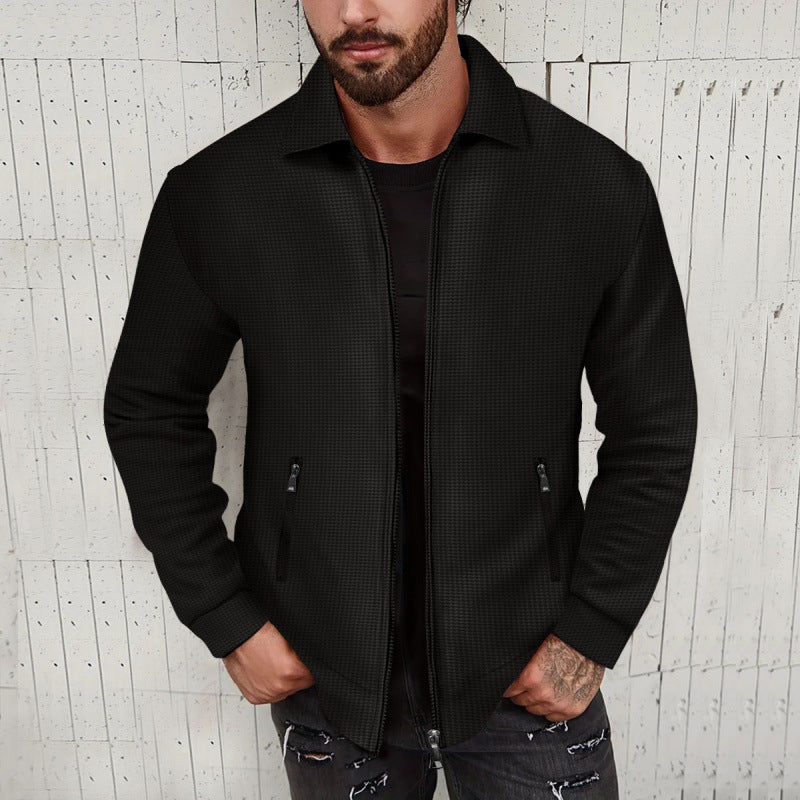 Herren modische Sweatjacke mit strukturierter Oberfläche und praktischen Reißverschlusstaschen R&B