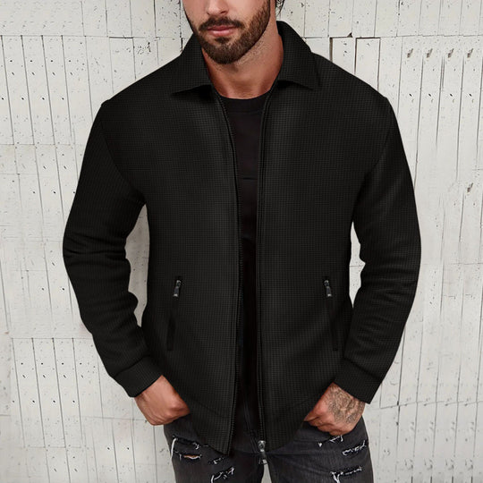 Herren modische Sweatjacke mit strukturierter Oberfläche und praktischen Reißverschlusstaschen R&B