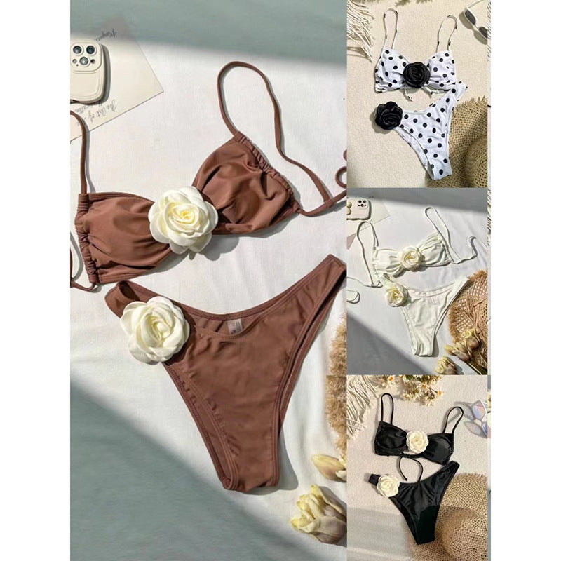 Damen Bikini-Set mit eleganter Blumenapplikation