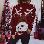 Damen Weihnachts-Pullover mit festlichem Rentier-Motiv und strukturiertem Strick R&B