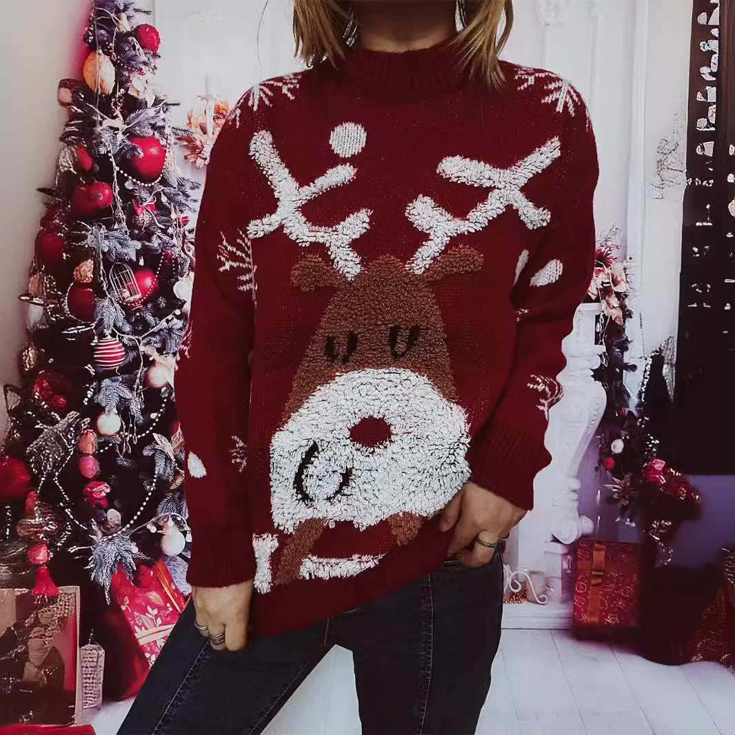 Damen Weihnachts-Pullover mit festlichem Rentier-Motiv und strukturiertem Strick R&B