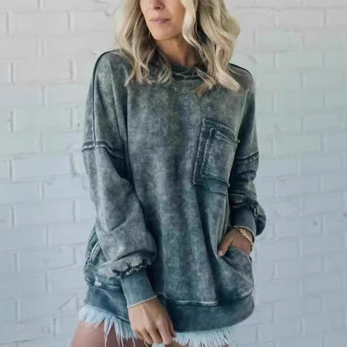 Damen Lässiger Oversized-Sweatshirt mit Rüschendetails R&B