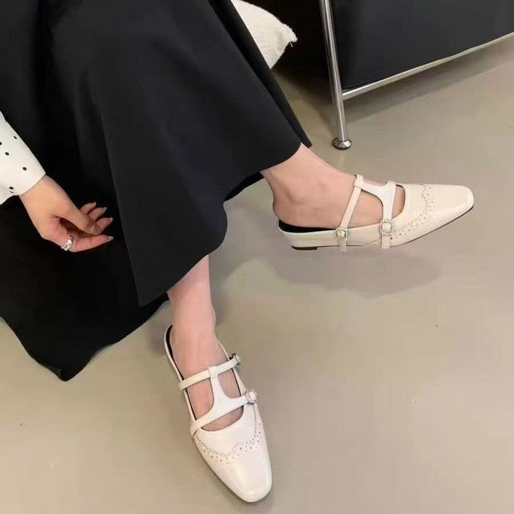 Damen Slingback-Pantoletten mit elegantem Riemendesign und funkelndem Glanz EB
