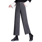 Damen Weite Woll Stoffhose mit klassischem Muster