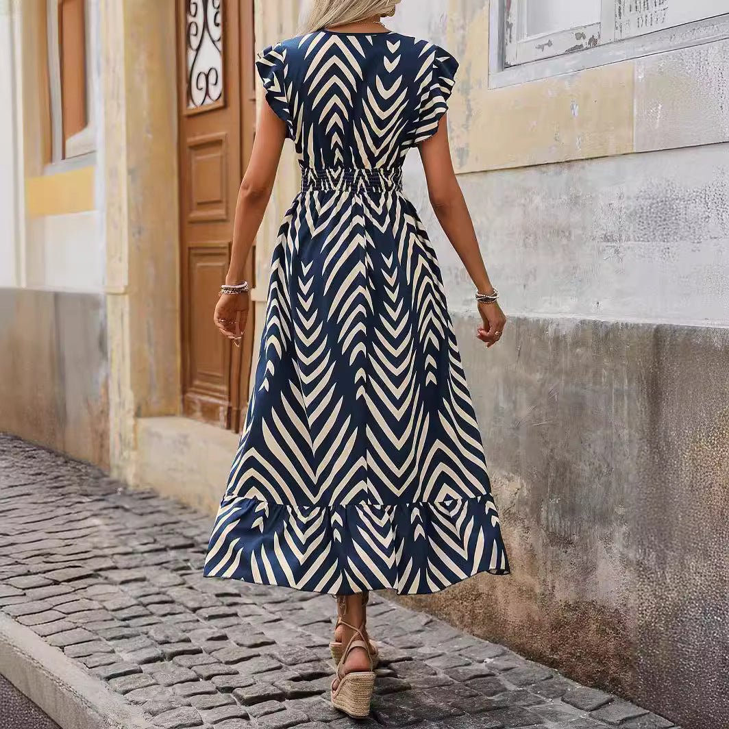 Damen Elegantes Maxikleid mit asymmetrischem Schnitt und Wickeldetail R&B