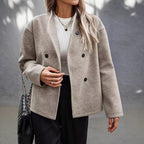 Damen Modische Wolljacke im eleganten Look mit doppelter Knopfreihe R&B