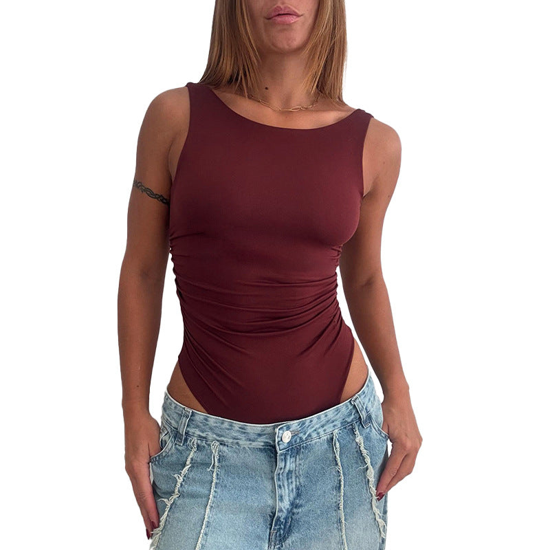 Damen figurbetontes Body mit gerafftem Design R&B