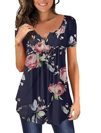 Damen Tunika Damen U-Ausschnitt Print