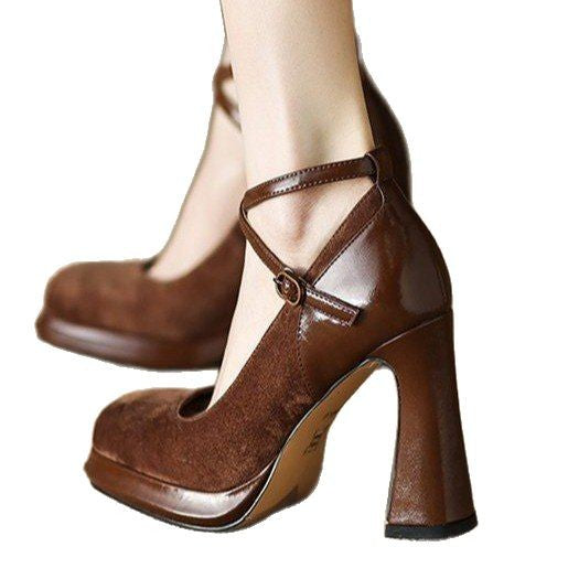 Damen Elegante Mary Jane Pumps mit Luxuriösem Blockabsatz R&B
