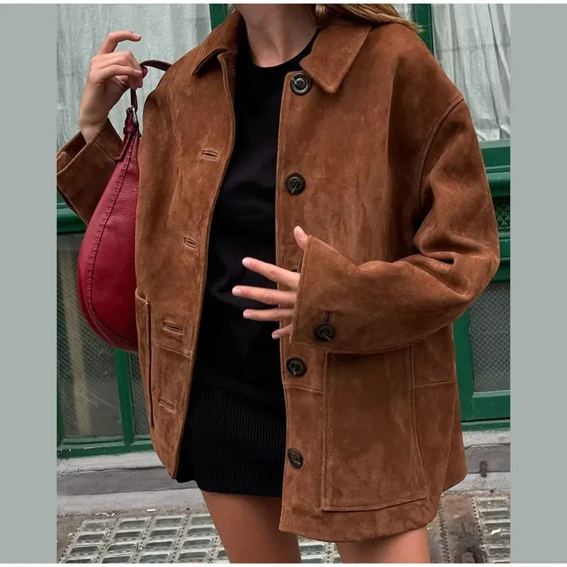 Damen modische Suede Jacke R&B