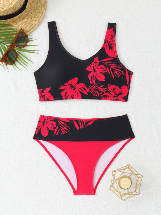 Damen Sportlicher Bikini mit floralem Design R&B