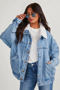 R&B | Damen Denimjacke mit Fleecekragen Trendy und Bequem für Jeden Tag