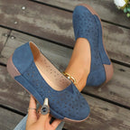 Damen bequeme Slipper mit luftiger Blumenstanzung R&B